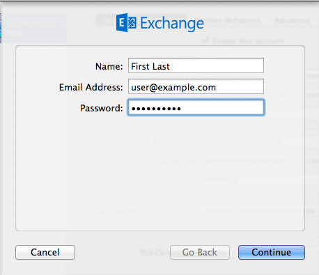 adding exchange account to mac mail