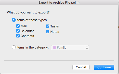 how to export contacts from outlook 2016 for mac