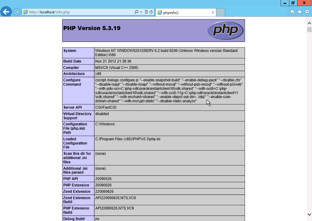 php maker windows server 2012